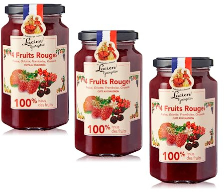 Georgelin | Marmellata Frutti Rossi 100% Zucchero Frutta | 4 Frutti Rossi Bosco Confettura Cotta in Calderone Rame - 3 x 300 Gr