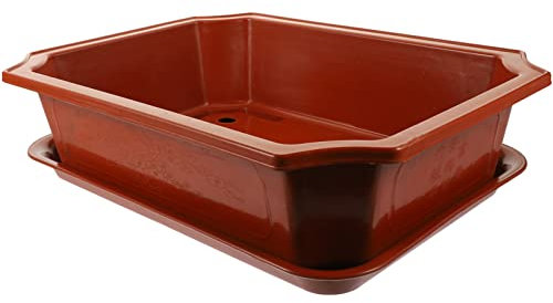 Bonsai-Trainingstopf mit Abtropfschale, quadratischer Übertopf für 17 Pflanzen, großer Blumentopf mit Drainagelöchern, ideal für Bonsai-Züchter