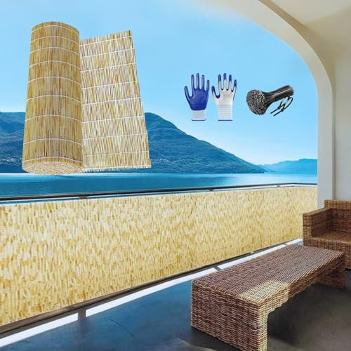 Generisch Schilfrohrmatte 50cm-180cm Schilfmatte Sichtschutz Balkon, Sichtschutz Garten, Sonnenschutz, Windschutz Terrasse, Senkrechtmarkise, Zaun Garten(150x600cm)