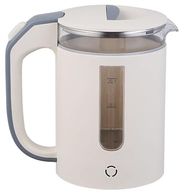 Stainless Steel Water Kettle 1.2L 1000W Borosilicate Glass Electric Kettles Fast Boil & Quiet Water Boiler and Heater for Coffee or Tea, BPA Free, Auto Shut-Off and Boil Dry Protection (Beige)
