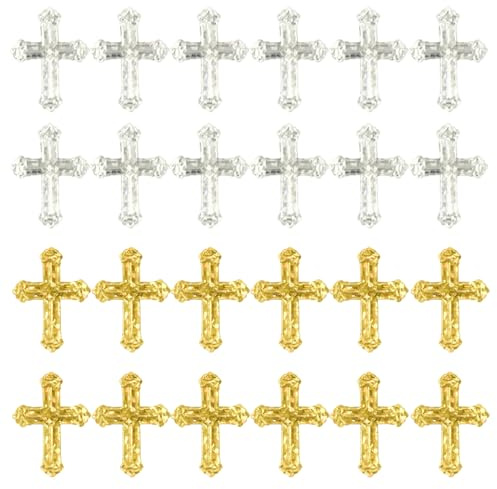 Cross Confetti - TRACOMPAN Gold & Silver Plastic Christening Confetti for Holy Communion, Confirmation, First Communion & Christening Decorations | Table Sprinkles for Cakes, Table Decorations (30g)