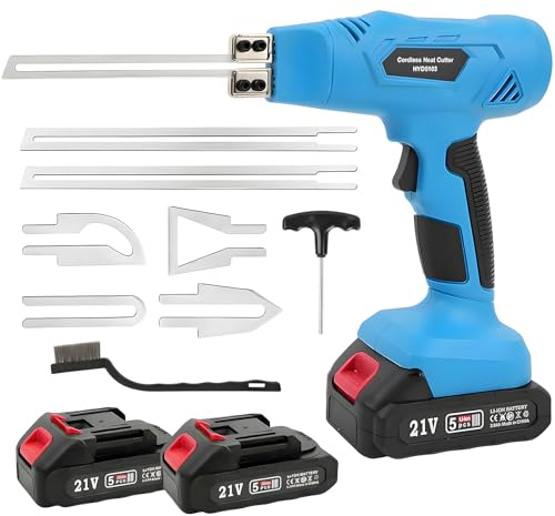 WUDLEP 21V Cordless Electric Hot Knife Cutter, Foam Cutter Cutting Tool Kit with 2.0ah Battery Powered, Reach 842°F Air Cooled Styrofoam Electric Hot Knife for Rope, Fabric, EPP, EPS