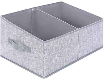 KESOTO Cesto de Almacenamiento Plegable para Ropa, sin Tapa y con asa, Trapezoidal, con 2 Compartimentos para edredones, Ropa y Armario.