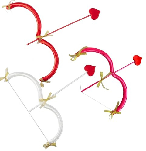 HoveeLuty Amor-Pfeil- und Bogen-Requisite, Amor-Pfeil- und Bogen-Set, 45, 7 cm, Herzform, süßer Amorbogen zum Valentinstag, Kostüm für Cosplay, Weihnachtsfotografie, weißes -Kostüm, Halloween-
