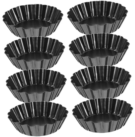 NIYANGLE Molde para Tartas Redondo de Acero al Carbono 8 Piezas Negro