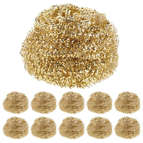 OATIPHO 10 Pezzi Sfere Pulizia Punte Saldatura in Ottone Detergente per Punte Ferro Saldatore Accessori Kit Saldatura per Manutenzione Efficiente e Rimozione Ossidazione