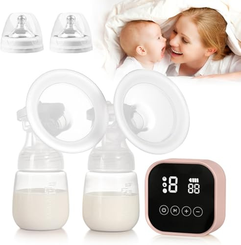 Sacaleches Electricos, 4 Modos y 9 Niveles de Succión con Pantalla LED, Recargable, Silencioso Sacaleches, Extractor de Leche Portátil, Saca Leche Materna Electrico,para viajes y hogar, Sin BPA (Rosa)