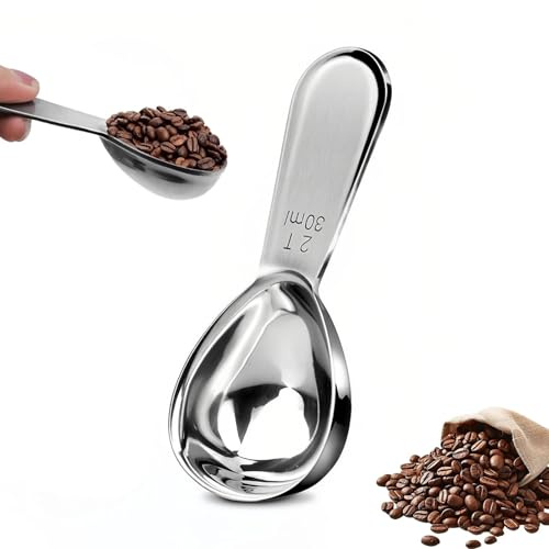LERANXIN Cuillère Doseuse Café 30 ml, Cuillères Doseur en Acier Inoxydable 304, Cuillère à Soupe avec Manche Court, Cuillères à Café Argenté, pour Cafés, Lait en Poudre, Assaisonnements