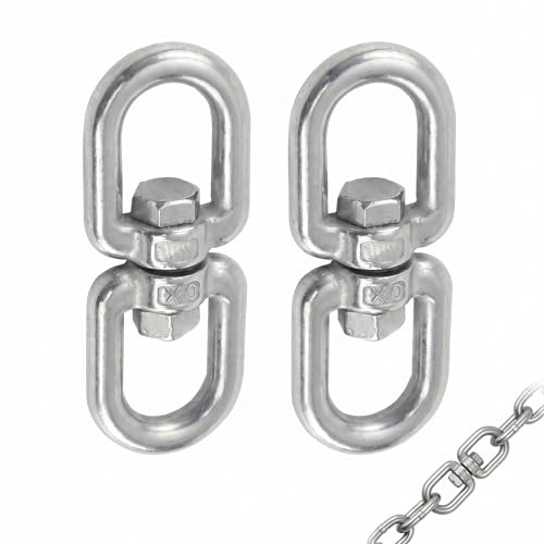 PYRUVAE 2 Piezas Paquete de Giratorios M8, Conector Giratorio de Ojo a Ojo de Acero Inoxidable 304, Quitavueltas Resistente para Columpios, Hamacas y Correas de Perro