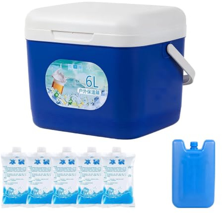 Glacière Isotherme 6 L Étanche – Portable Longue Durée Glacière Pique-Nique | Glacière Pique-Nique Bac à Glace pour plein air, | plage, pique-nique, pêche, route, déjeuner, nourriture, bière, 6 L