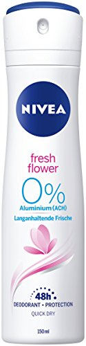 NIVEA Desodorante en spray Fresh Flower en pack de 6 (6 x 150 ml), desodorante sin aluminio con aroma floral fresco, con protección de 48 horas cuida la piel