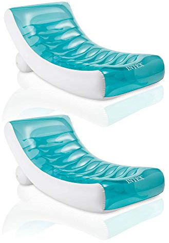 Intex Inflatable Rockin' Lounge Pool Floating Raft Chair with Cupholder (2 Pack)
