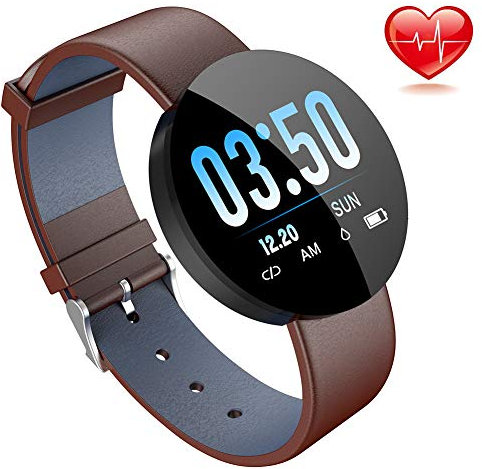 SHT Rastreador de Fitness, frecuencia cardíaca presión Arterial Bluetooth Movimiento información recordatorio de Llamada, Reloj multifunción,Brown