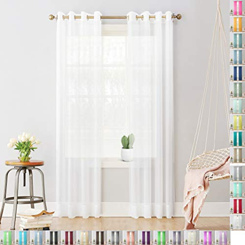 Megachest pair of sheer voile RING top (pure white, 56 wideX90 drop(W142cmXH228.5cm))
