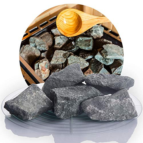 Schicker Mineral German Sauna Stones 20 kg, High-Quality Diabas Infusion Stones, Handpicked, High Resistance and Heat Retention Capacity, for All Types of Sauna Stoves (Diameter 5-8 cm)