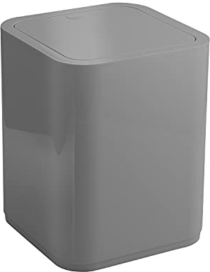 Gedy Seventy Papelera Basura baño, Cuadrada, 8L, con Tapa, Resinas termoplásticas, Gris, 20 x 20 x 24,6 cm