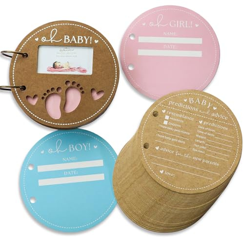 Kate Aspen 28655NA Livre de conseils pour fête prénatale en forme de cercle pour jeu/activité, papier, carte de prédiction d'ours en peluche Kraft souvenir