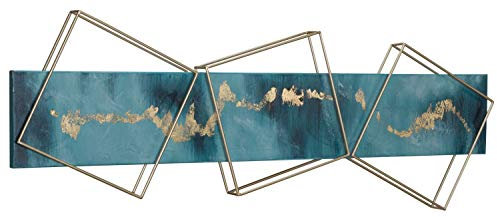 KunstLoft Wanddeko Metall | 100% HANDGEFERTIGT | 120x40x6cm | Wandbild Metall 'Triton's Lifeblood' | Abstrakte Skulpturen | Blau Gold | Wandskulptur | Metalldeko Wand Wohnzimmer