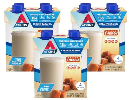 Atkins Atkins Energy Shake Creamy Caramel, 4 Count (Pack of 3)
