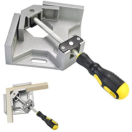 WANTOUTH 90 Winkelspanner Eckspanner für Holzarbeiten Verstellbarer Eckschraubstock Aluminiumlegierung Winkelschweißspanner Bildeinrahmungswerkzeuge Schablonenwerkzeuge mit Schwingbacke