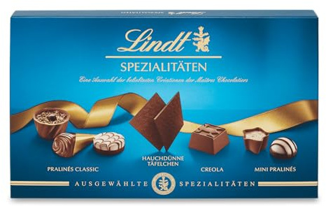 Lindt Schokolade Pralinen Spezialitäten | 125g | Pralinés-Schachtel mit 15 feinsten Pralinen | Kreationen in 12 köstlichen Sorten mit und ohne Alkohol | Pralinengeschenk | Schokoladengeschenk
