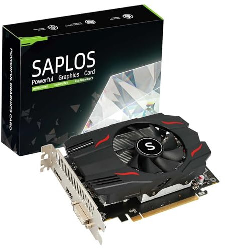 SAPLOS Radeon RX 550 Grafikkarte, 4GB, GDDR5, 128-Bit, DisplayPort DVI-D HDMI, ITX Design, PC Graphics Card Gaming, Support 4K Display, Computer GPU