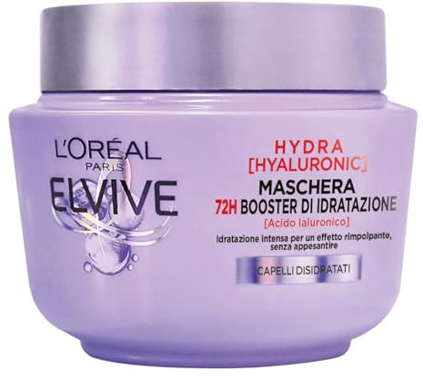 L'Oréal Paris Elvive Maschera Hydra Hyaluronic, 72H Idratazione Profonda, con Acido Ialuronico, 300 ml
