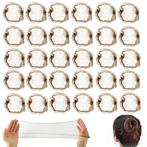 30 Pezzi Retina per Capelli Chignon, Elastiche Invisibili per Bambina, Infermiere, Ballerini, Hostess di Compagnie Aeree (Caffè)