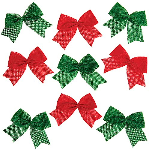 Baker Ross FX348 Rot und Grün Jute Schleifen - 24 Stück, Schleifen zum Basteln, Bastelschleifen, Weihnachtsgeschenkschleifen
