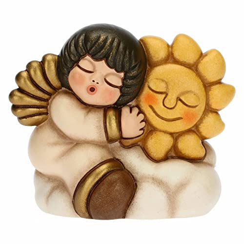 THUN - Natale 2022 - Soprammobile My Angel con Sole in Ceramica Decorata a Mano - Idea Regalo Natale 2022-6.5x4.2x6 cm h