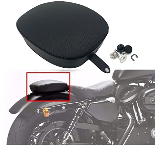 Solo asiento trasero de pasajero para Harley Davidson Sportster X48 XL883 XL1200 72 2004-2019 Accesorios de motocicleta Almohadilla de piel para cojín (Negro-E)