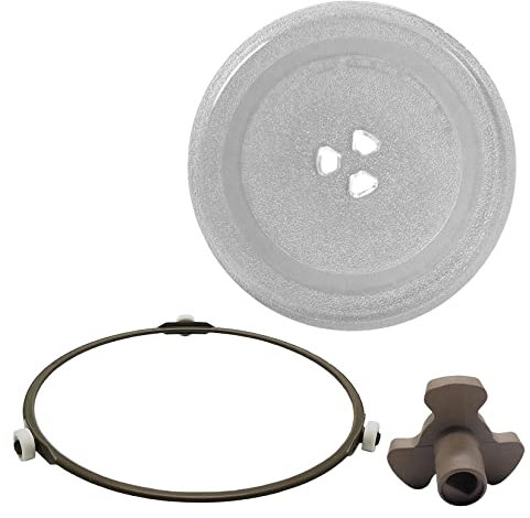 WORDFUN Microwelle Ersatzteller, 25.5cm 31.5cm Mikrowellenteller, Glasteller Drehteller, Ersatzteil Für Die Mikrowelle, Mit 3 Fixierern, Glasplatte, Mit Drehtellerring Und Unterstützung, Ersatzteil