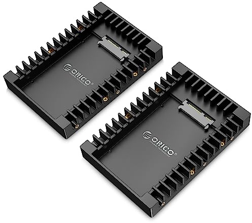 [2Packs] ORICO 2.5 SSD SATA to 3.5 Hard Drive Adapter Internal Drive Bay Converter Mounting Bracket Caddy Tray for 7 / 9.5 / 12.5mm 2.5 inch HDD / SSD with SATA III Interface(1125SS-2)
