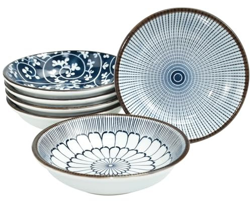 CAREDGO Set de 6 Bols à Tremper en Céramique, Bols à Tapas et Sauce Soja 10.3cm pour Snacks et Aperitif