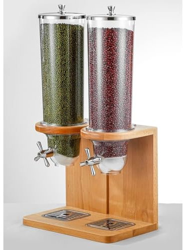 Food Storage Containers, Countertop Dry Food Cereal Dispenser, Airtight Kitchen Storage, Can Hold Nuts, legumes, Candy, Snack, for Home Office Hotel Commercial Bar (C : Wood, S : 8L)