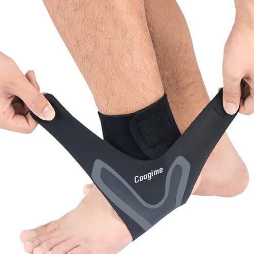 Coogime 2 Pcs chevillere entorse, chevillere de maintien football, Flexible Ankle Brace, attelle cheville, bandage pour fasciite plantaire, chevillères respirantes (Grey, L(EU:42-45))