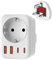 Reiseadapter UK Adapter England Deutschland Stecker mit 1 AC & 2 USB-C & 2 USB-A(3.4A), Reisestecker Typ G Steckdose UK Auf DE EU Steckdosenadapter für England, Irland, Malta, Malediven,Sri Lanka usw