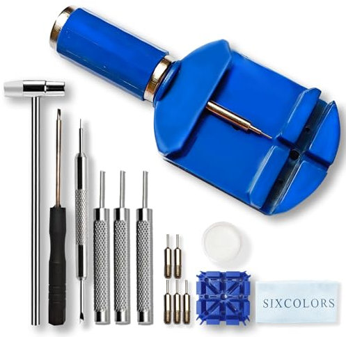 SIXCOLORS Watch Uhrenwerkzeug Uhrmacherwerkzeug Set, Uhrenarmband Reparatur Werkzeug Set, Uhrenwerkzeug Stiftausdrücker für Uhrenarmbänder Kürzen, Uhrmacherwerkzeug für Uhrenstifte
