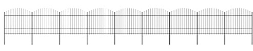 Sufrk Clôture de jardin avec lance en acier T O P (1,5 à 1,75 m) x 15,3 m, noir, clôture décorative en métal, clôture de jardin sans creusement, clôture pour animaux pour chiens, lapins, patio