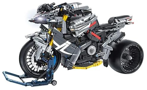 Tirff Technik Rapid Motorrad Bausteine, 1:5 Technik Supermotorrad Modell 2426 Klemmbausteine Technik Rennen Motorrad Geländemotorrad Bausatz MOC Motorrad Set Kompatibel mit Großen Marken