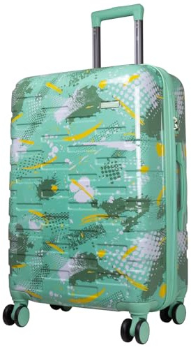 Trendyshop365 Hartschale Koffer mittelgroß Pescara mit Motiv 67cm 4 Rollen Grün