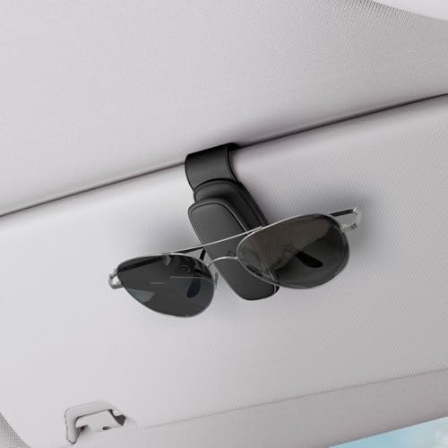 Spigen Tesla Model Y y Model 3 2024 Highland 2025 Universal [Clip de Silicona], Soporte para Gafas de Sol para Parasol de Coche Accesorios, Compatible con BMW, Etc - Paquete de 2, Negro