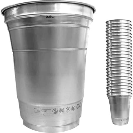 Genérico Vasos 50 cl - Vasos Pinta Ligeros y Resistentes de Sidra para Conciertos, Eventos, Festivales, Cumpleaños, Estadios deportivos - Vasos para Cerveza, Agua, Refresco, Combinados (5)