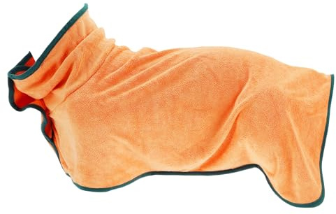 CAPASTEC Hundebademantel Orange 1pc Schnell Trocknend Weiches Polyester | Größe L, Länge 60cm, Empfohlenes Gewicht 24-35kg, Maschinenwaschbar, Für alle Rassen, Für Innen- und Außenbereich