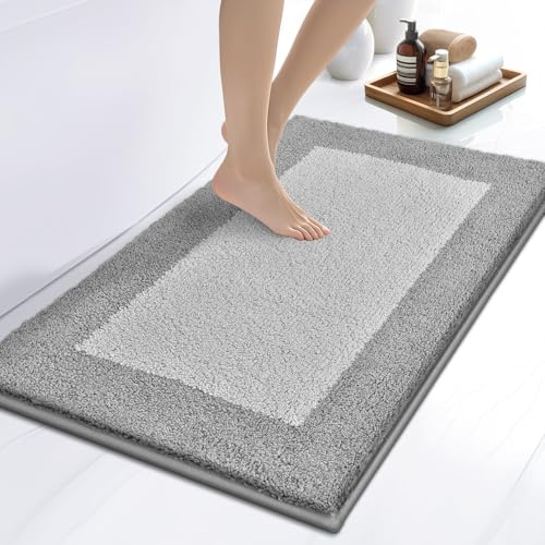 DOMUSTEX Badezimmerteppich 50 X 76 cm, Badematte rutschfest, Badteppich Waschbar, Badvorleger für Dusche, Badewanne und Fußboden