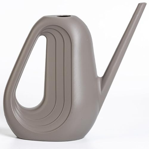 Plastia Gießkanne Klein für Zimmerpflanzen, 1,4 L, Taupe | Blumengießkanne aus recyceltem Kunststoff, Gießkanne mit langem Ausgießer für einfache Bewässerung
