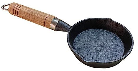 DINHEAROM Mini Padella in Ferro Multiuso per Pancake e Uova, Facile da Pulire, Compatibile Induzione, per Campeggio e Uso Domestico