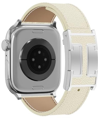 Bracelet de rechange en cuir magnétique compatible avec Apple Watch Ultra Strap 49 46 45 44 42 41 40 38 mm pour homme et femme iWatch Ultra 2/Ultra/SE/Série 10/9/8/7/6/5/4/3/2/6