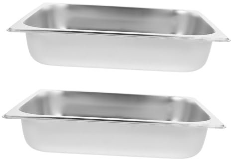 HEALSOPTHY 2 Pcs Stainless Steel Dish Pan 1/2 Size 6.5cm Depth Steam Table Pans Catering Serving Trays for Kitchen Restaurant Buffet