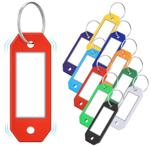 ttstar Hexagon Key Tags with Labels – 10 Pack Color-Coded Keychain Tags with Ring, Writable Label Window for Key Organization, ID and Name Tags for Home or Office